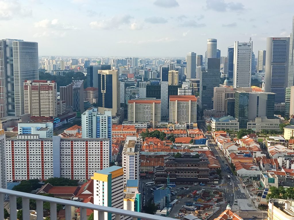 Vista de Singapur desde la terraza del Pinnacle@Duxton